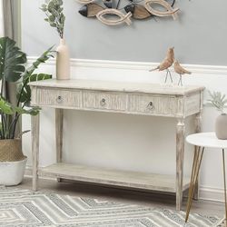 White Wash Three Drawer Console table, WHIF190