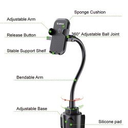 NEW Esoulk Strong Phone Universal Cup Holder Mount 11 Inch Flexible Gooseneck
