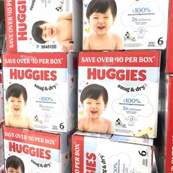 Huggies Snug Dry Size 6/100 Diapers Upper Box 