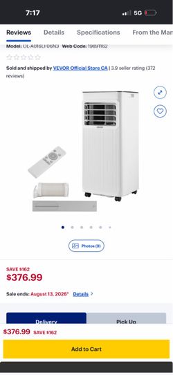 VEVOR Portable Air Conditioner with Remote