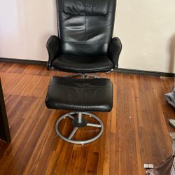 Ikea Leather Chair And Footstool