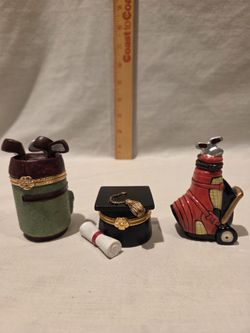 Hinged Trinket Boxes, Lot Of 3, VTG 1999