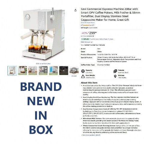 Gevi 20Bar Espresso Machine with OPV and Steam Wand, 58mm