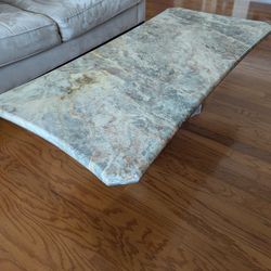 ELEGANT COFFEE TABLE W/POLISHED MARBLE TOP AND BASE