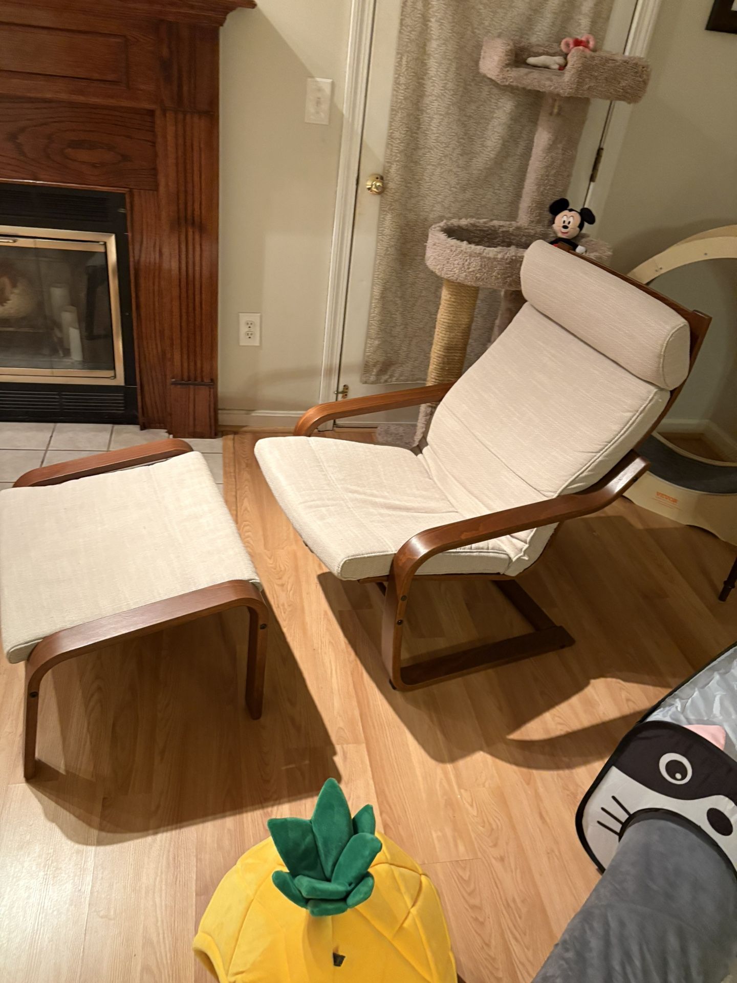 IKEA Poang Chair & Ottoman, new cushions