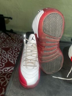 7Y Air Jordan 12 White Red Sneakers