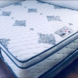Queen Size Pillow Top 13”thick Medium Brand New( Box Spring Included) We Finance We Deliver