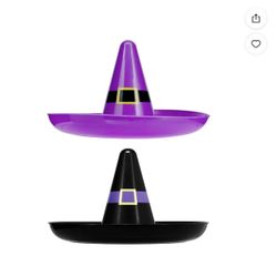 Halloween Platters, Halloween Food Trays, Halloween Decorations, Witch Hat Platters, Purple Platters, Chip Dish