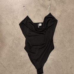 H&M Black Bodysuit with Rhinestone Straps
