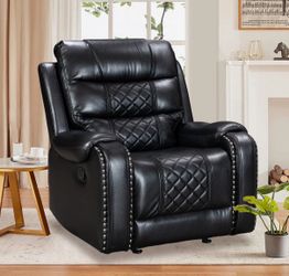 Abba Ambridge Crovetti Air Leather Rocker Recliner Chair Single Sofa with Diamond Stitching