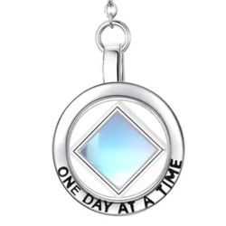Elegant 925 Sterling Silver Infinity Sobriety Pendant Necklace with Moonstone Aa 12 Step Sober One Day At A Time 