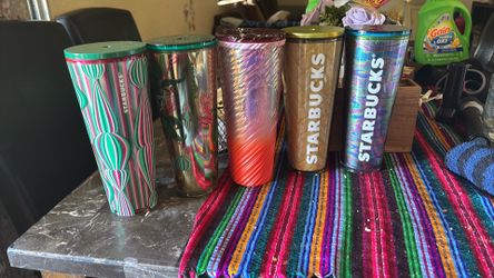 Starbucks cups.