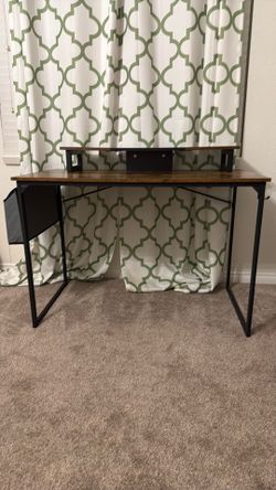 Desk wood and metal with removable monitor stand riser