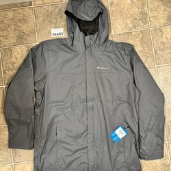 New  Columbia Rain Jacket Gray Large Tall