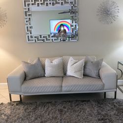 White Leather Sofa And Loveseat, Couch