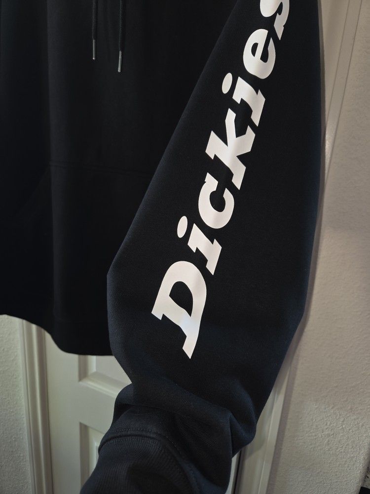 Dickies Sweatshirt:( Men's XL) TW22B KBK Black Water Repellent Logo Sleeve Hoodie
