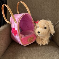 Pucci Pups Cocker Spaniel Stuffed Puppy with a pink carrier bag