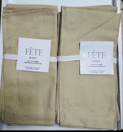 Fete Beige Natural 100% Cotton Napkins Set of 8 20”x20” - Never Used New $15 small mark on one See Details