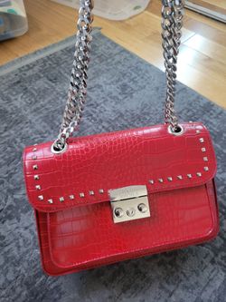 Badgley Mischka Red/Silver Croco purse