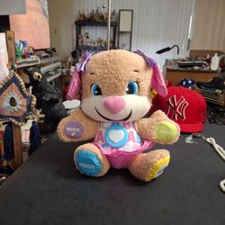 Fisher Price Laugh & Learn Smart Stages Plush Puppy Toy, Featuring Interactive Touch Points In Pink & Beige,Heart Lights Up-Works Great Ages 6mo-36mo