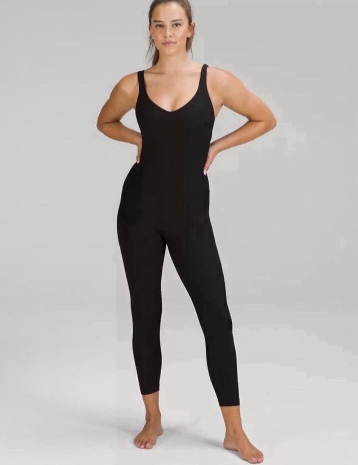 Lululemon Align ribbed Bodysuit. Black. Sz 4. 25 In. No Cups Retail $148