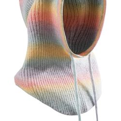 Balaclava Knit Winter Hats , Warm Lightweight Hooded Scarf Knit Skull Beanies Hat