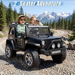24V 4WD Ride on Truck Car w/800W Motors, 2 Seater, Remote Control, Gift Flower, 3 Speeds, Pop Music, Power 4 Wheels, 24 Volt Ride on Toy Cars for Big 