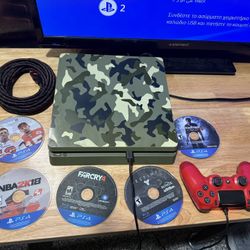 Sony PlayStation 4 Slim 1TB Console Green Camouflage Call Of Duty WWII W/5 Games   The PS4 Slim 1TB is a compact, efficient, and reliable version of S