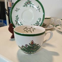 SPODE XMAS TEA CUP & SAUCER