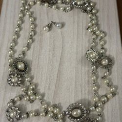 Juego Collar Aretes Stainlend Perlas 