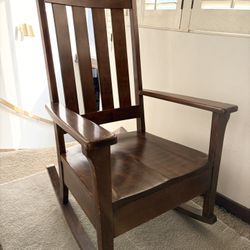 Antique Peck & Hills Mission Craftsman Wood Rocking Chair