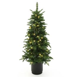 NEW - LuxenHome 4.5' Pre-Lit Green Full Fir Potted Artificial Christmas Tree