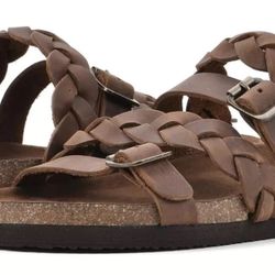 Mountain Sole Hanley Brown Leather Braided Leather Slip on Thong Sandals Size 9