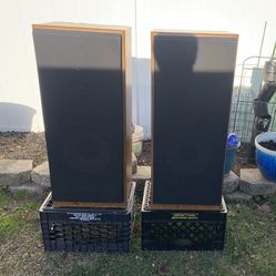 Realistic System 1030 Three Way Speaker System Pair 36"tall 15" Wide 13" Deep Cat No 13-1249 normal wear works 