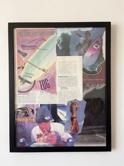 Vintage Surf Magazine Collage Art — AFTERGLOW — Handmade Framed