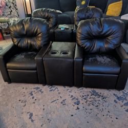 Pleather Kids Chairs With Cup Holders N Reclines