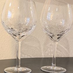Pier 1 Imports Angled Rim Crackle Wine Glasses, Set of 2