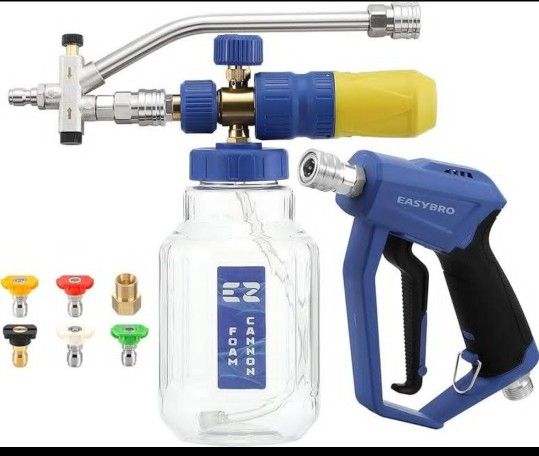 Pressure Washer Gun with Foam Cannon, Dual Connector Accessory for Short Power Washer Foam Gun