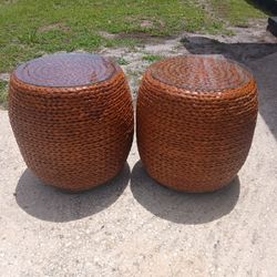 Natural Banana Leaf Tables Glass Tops