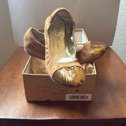 New In Box, Matt Bernson Special Project Ballet Flat Brown Sequin Toe Size 7
