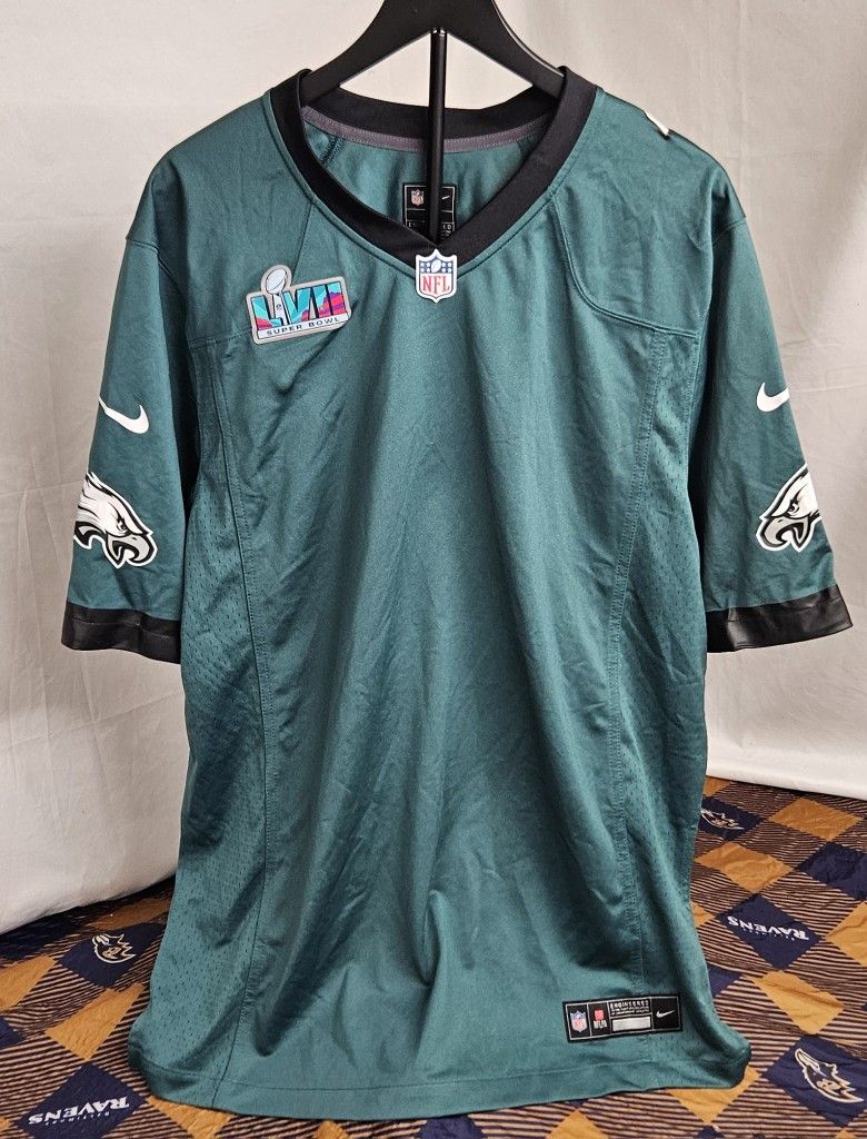 Men's Blank Nike Philadelphia Eagles with Superbowl Patch Jersey Size L #1 on Shoulder