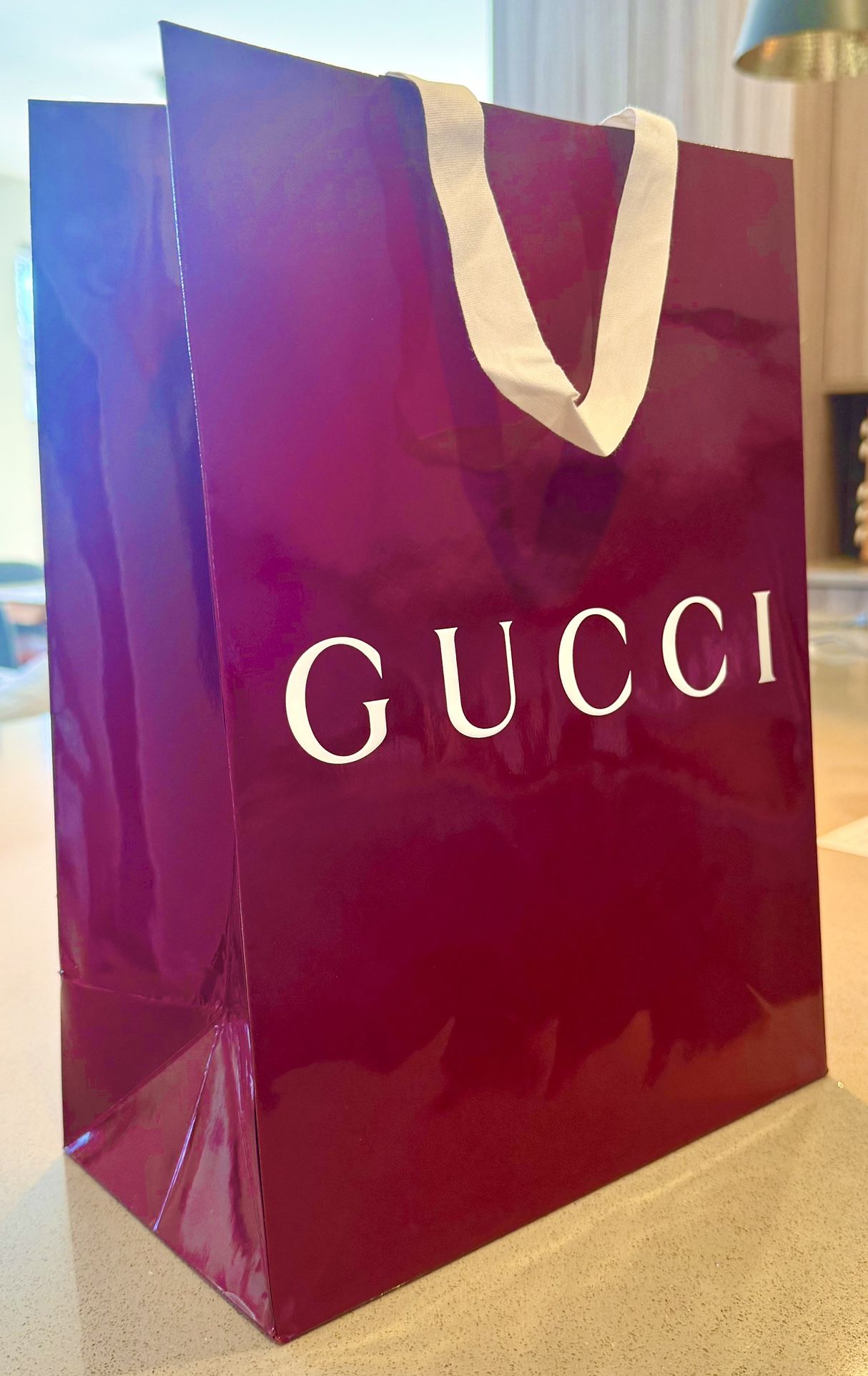 Authentic Gucci Shopping Gift Bag, red/maroon 