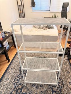 Slim White Metal Storage Shelf – Sturdy & Modern (4-Tier)