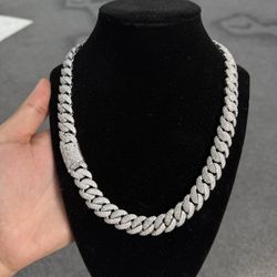 Real Silver 925 Cuban Link Chain Moissanites