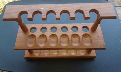 Vintage Decatur Walnut 12-Pipe Rack Display stand lot2