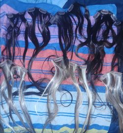 100% Real Human Hair Clip-In Extensions Set - Dark Brown & Highlighted Tracks