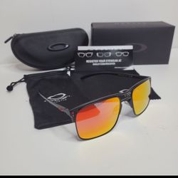 Oakley Holbrook Ti Titanium Sunglasses- Black Frame / Orange Lenses