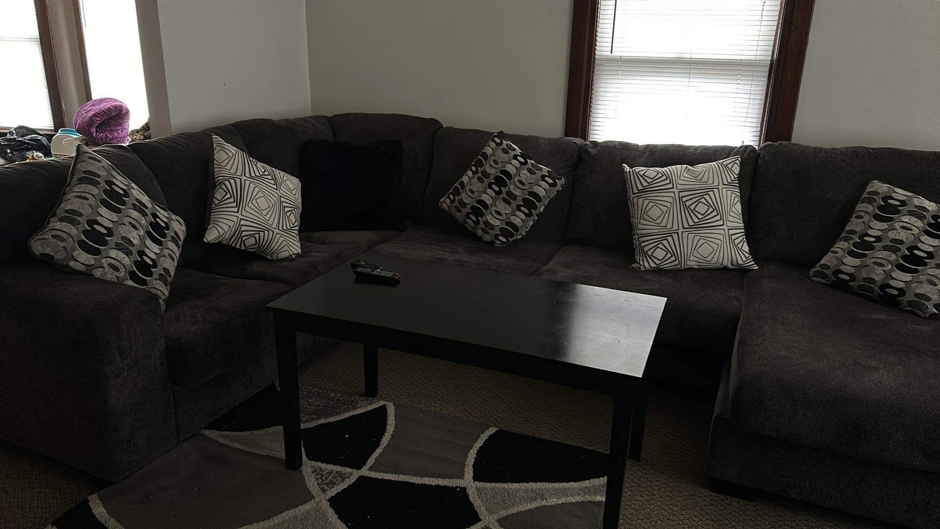 Sectional,Coffee Table, Area Rug
