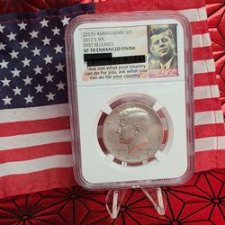 2017-S Kennedy Half Dollar NGC SP70 Enhanced Finish 225th Anniv First Releases