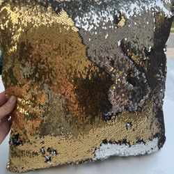 Gold And Silver Sequin Front Accent Pillow